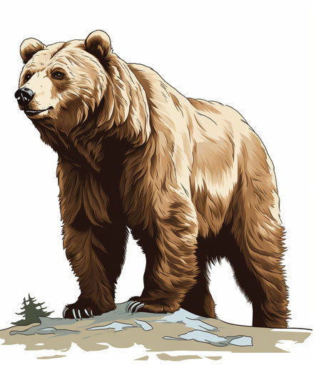 Bear head on white background, wood engraving style, high resolution