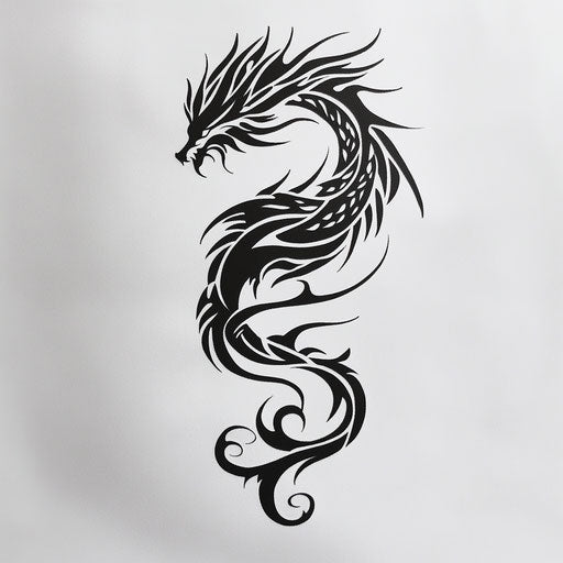 Tribal dragon tattoo design with fiery tail