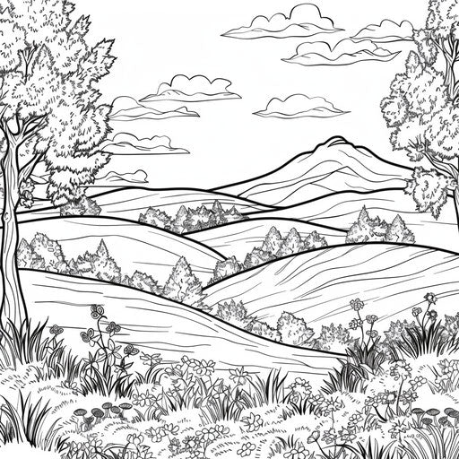 Scenic landscape with rolling hills and clear sky