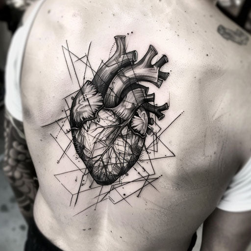 Abstract interpretation of an anatomical heart tattoo