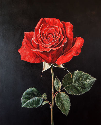 Vibrant red rose on black background, symbolizing love and passion