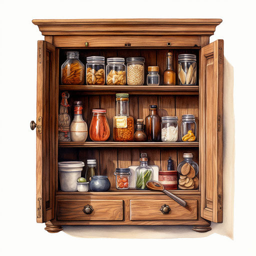 Cupboard Clipart in the style of Oil painting, on a white background