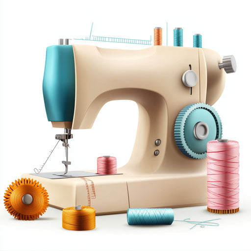 3D Sewing on Flat White Background