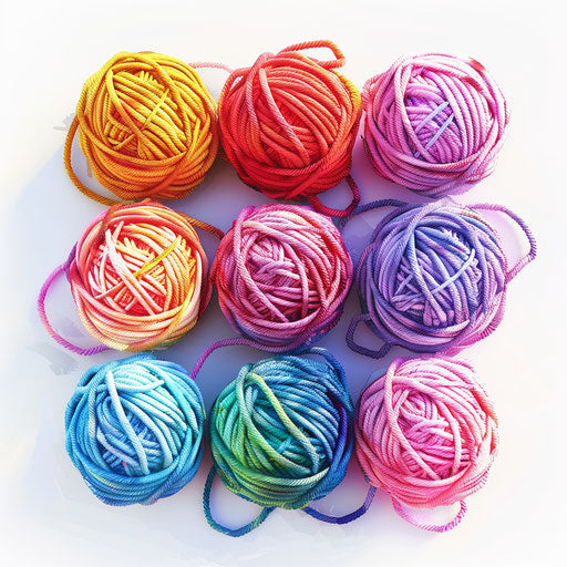 Crochet clipart in a photo realistic style on flat white background