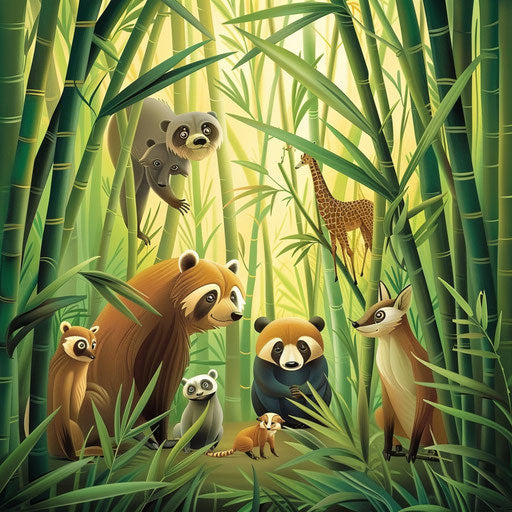Animals Hidden in a Bamboo Forest