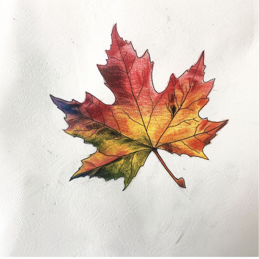 Vibrant maple leaf in a range of autumn colors