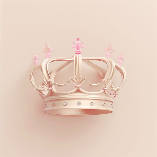 Elegant princess crown on flat cream background