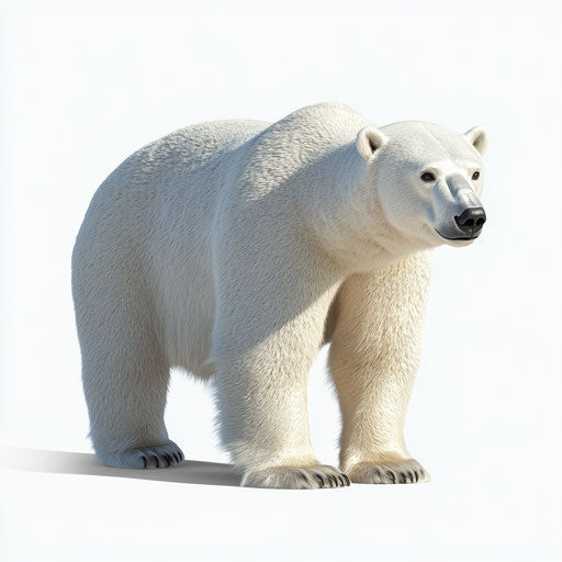 3D polar bear in realistic style on flat white background