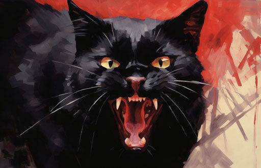 Black cat sticking out tongue, avocadopunk style