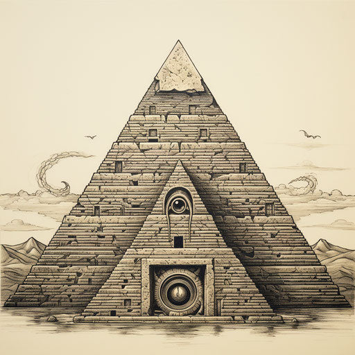 Pyramid with eye, nostalgic illustration style, cryptopunk