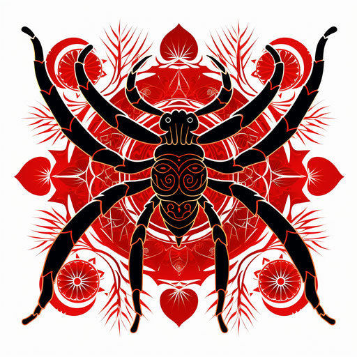 The black widow spider, Japanese traditional graphic style