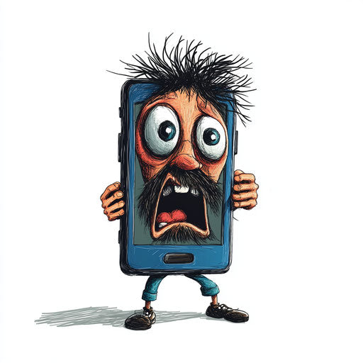 Humorous caricature of a smartphone clipart with human characteristics