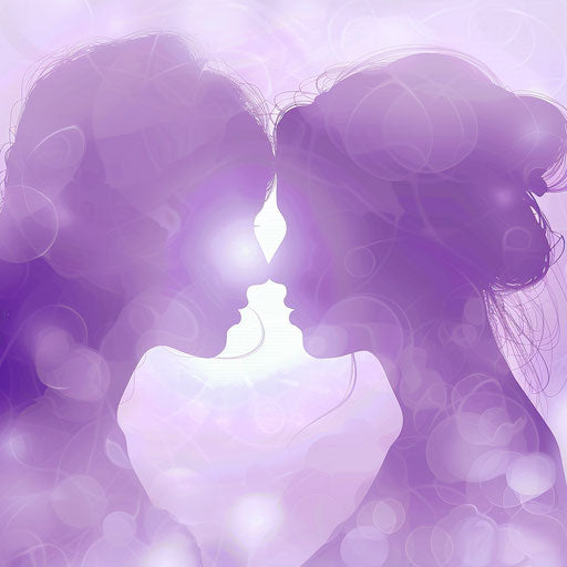 Close friends on lavender background with realistic details