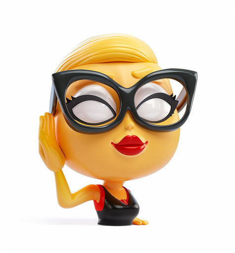 Woman with glasses saluting on white background