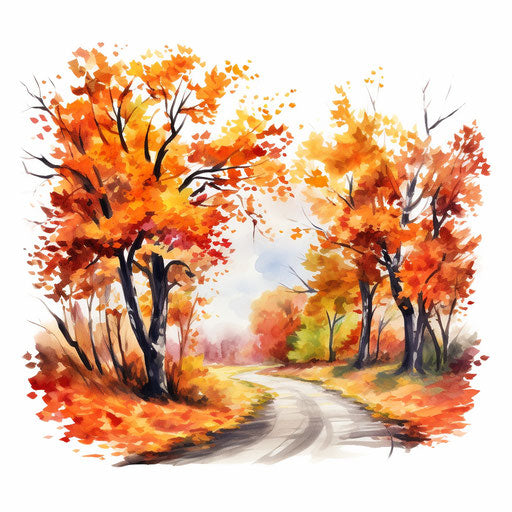 October clipart in the style of Oil painting, on a white background