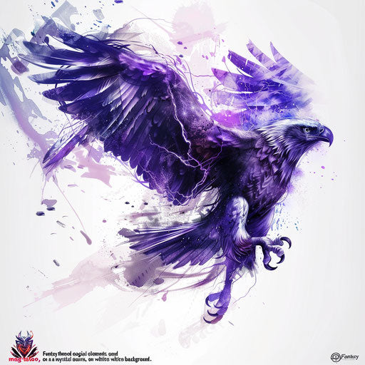 Fantasy eagle tattoo with magical elements and mystical aura