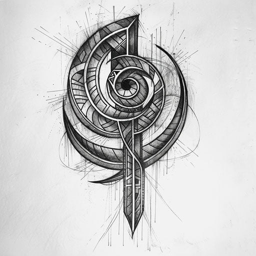 Hand-drawn tattoo sketch of a Kalinga symbol