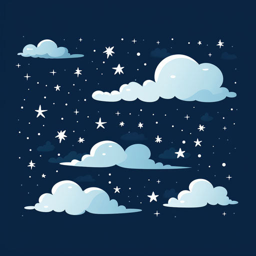 Night sky in minimalist style on white background