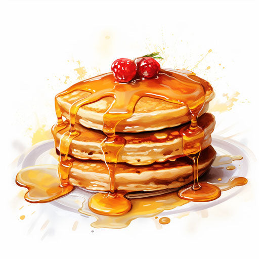 Pancake illustration in the style of Impressionistic Art, on white background