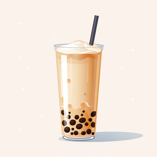 Minimalist bubble tea illustration on white background