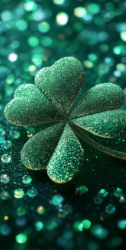 Shamrock with diamonds, glittery background, phone wallpaper