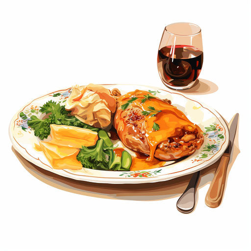 Dinner illustration in the style of oil painting