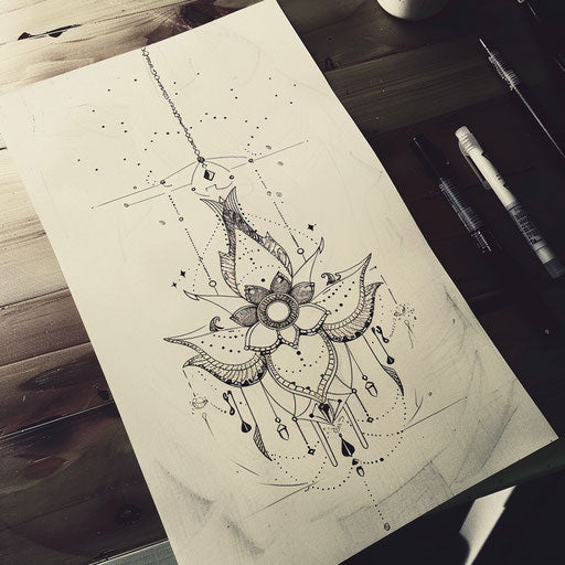 Minimalist lace tattoo sketch design