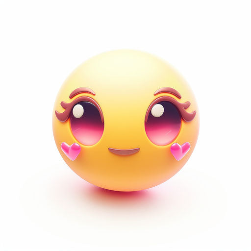 Cute face in yellow and pink with hearts on eyes