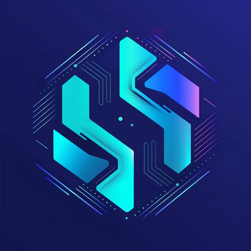 Tech startup company logo with digital elements and bright blue colors