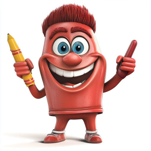 Ultra HD Red Crayon Caricature Clipart for Professional Prints