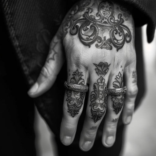Ring finger tattoos with intricate details