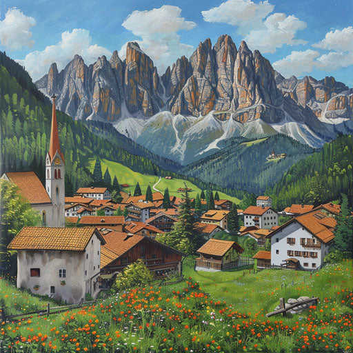 Small mountain village in the Dolomites