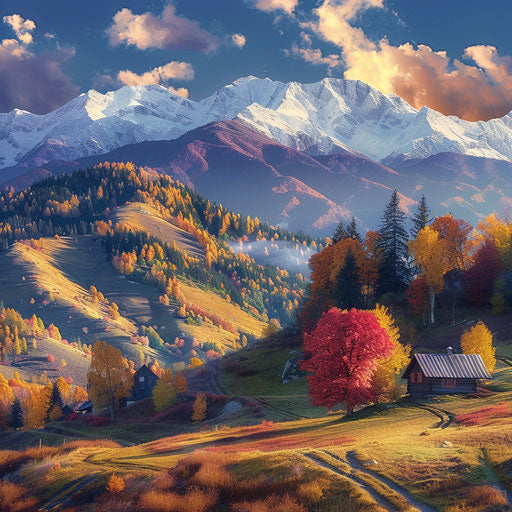 The Carpathian Mountains in autumn with colorful foliage