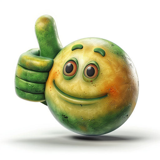 Thumbs up emoticon in Patrick Woodroffe style, green and amber