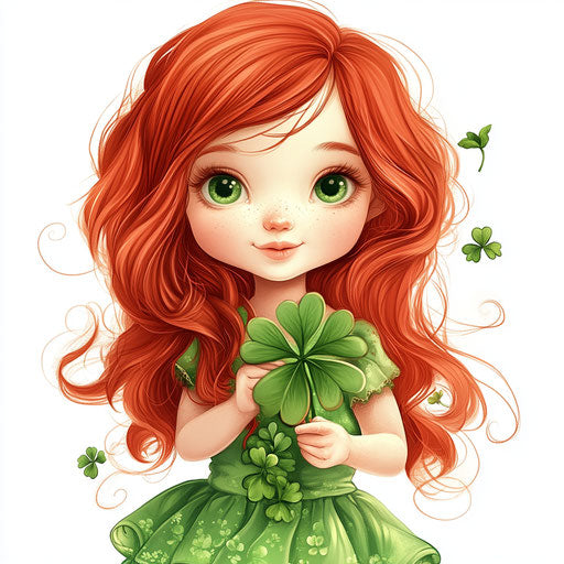 Cute Irish girl with red hair and green