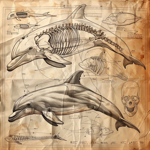 Detailed anatomy of a dolphin in an educational style