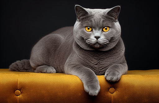 British Shorthair Cat with Dark Silver and Yellow Coat
