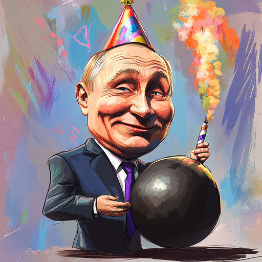 Humorous caricature of Putin with human characteristics