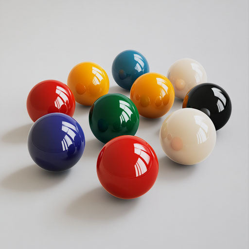 3D Billiard Balls on white background in realistic style