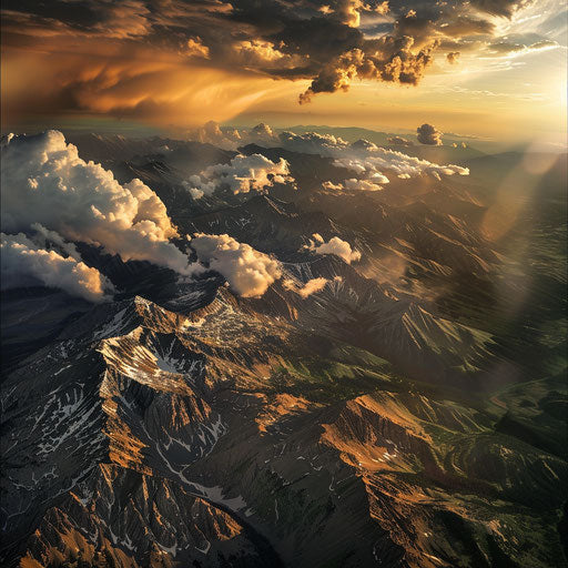 Aerial view of the Wasatch Mountains with dramatic clouds