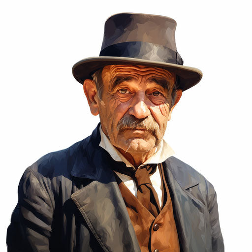 Uncle clipart in the style of oil painting, on white background