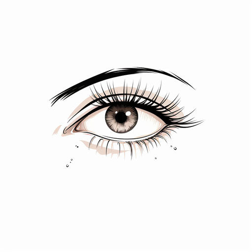 Minimalist eyelash illustration on white background