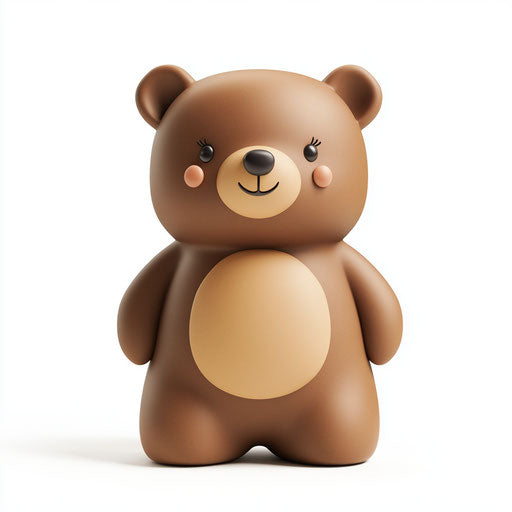 3D cute bear in photo realistic style with flat white background