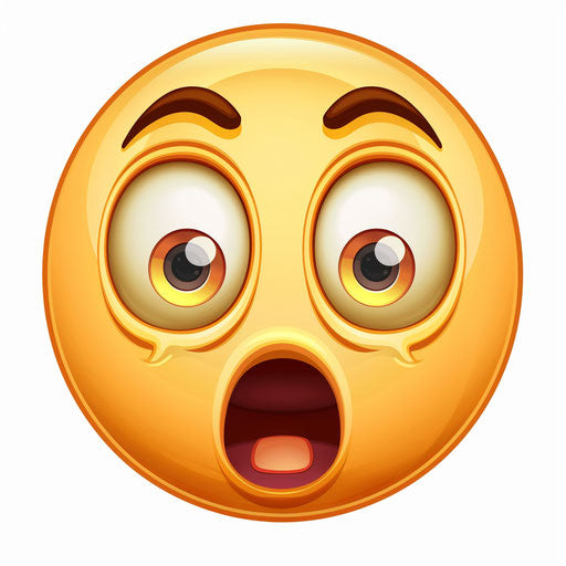 Shocked yet surprised emoji clipart white background