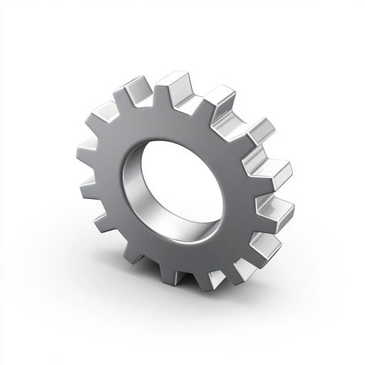 3D Gear Icon in photo realistic style with flat white background