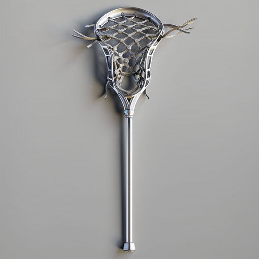Flat metallic silver background with realistic lacrosse clipart