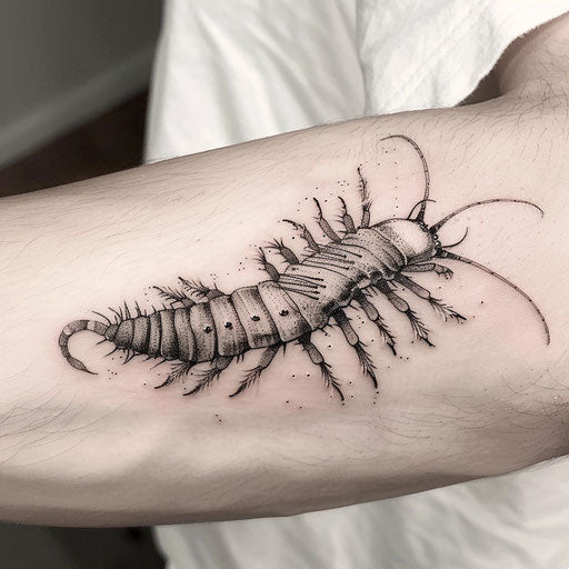 Elegant centipede tattoo with fine detail