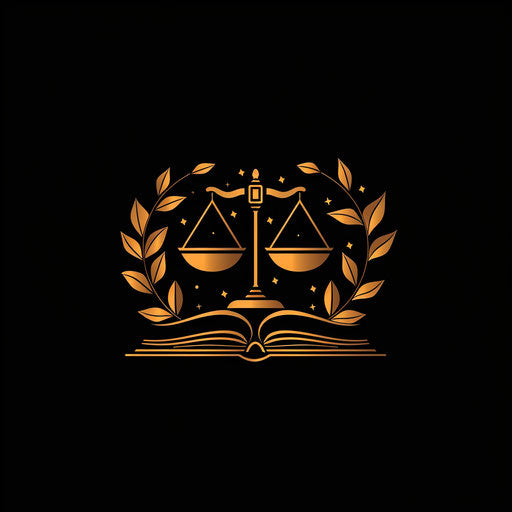 Stylish attorney logo with stylized law book on black background