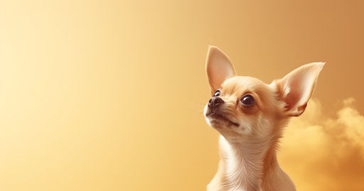 Chihuahua looks up, gold beige style, animated gifs
