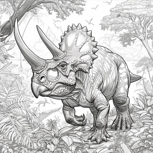 Detailed Triceratops in a lush prehistoric landscape